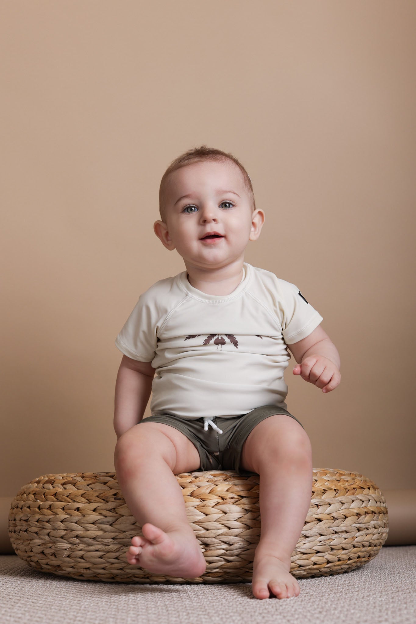 Boy wearing Trout Kalamata boardie shorts – side view with mesh liner