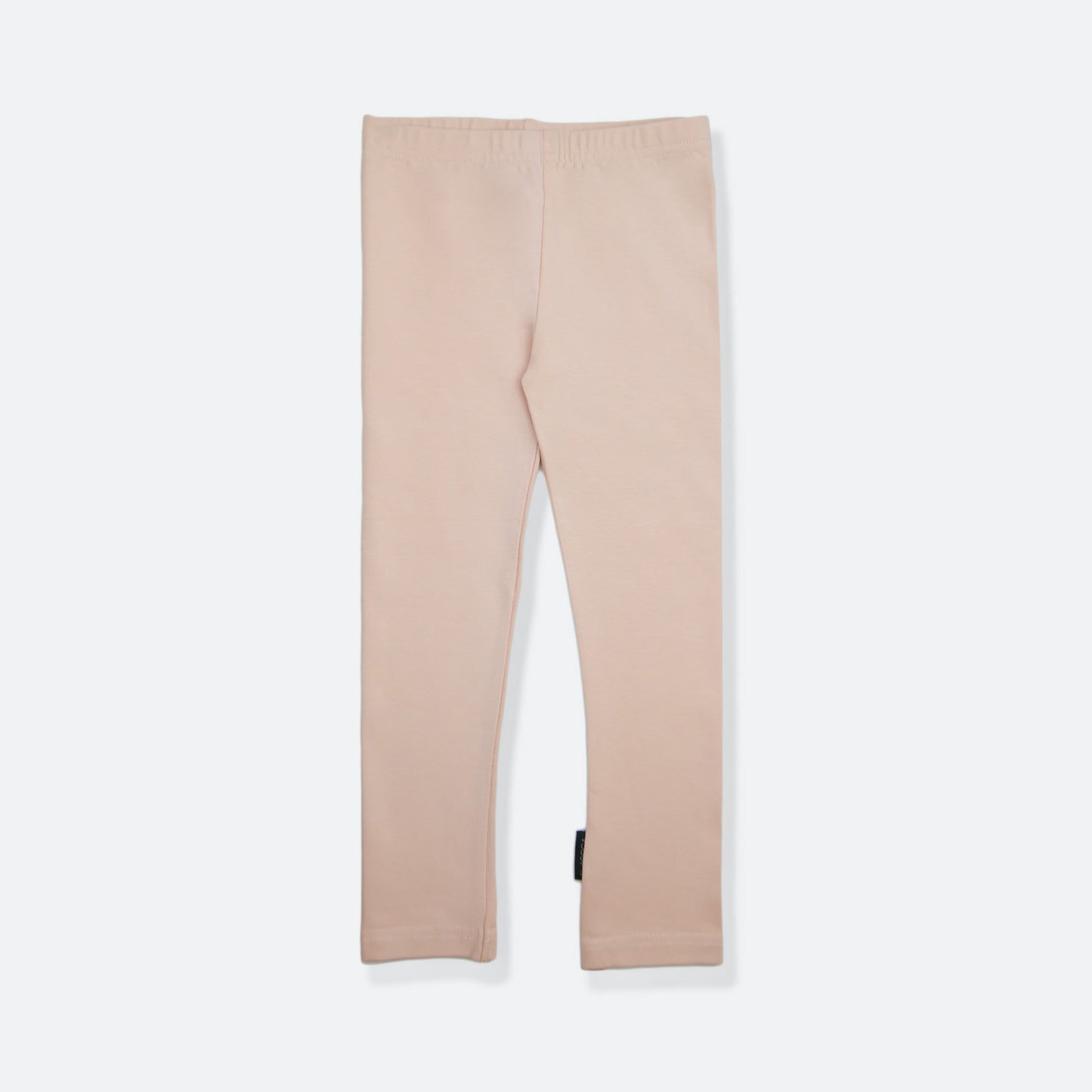 Organic striped extra‑long kids leggings in pale rose – front view