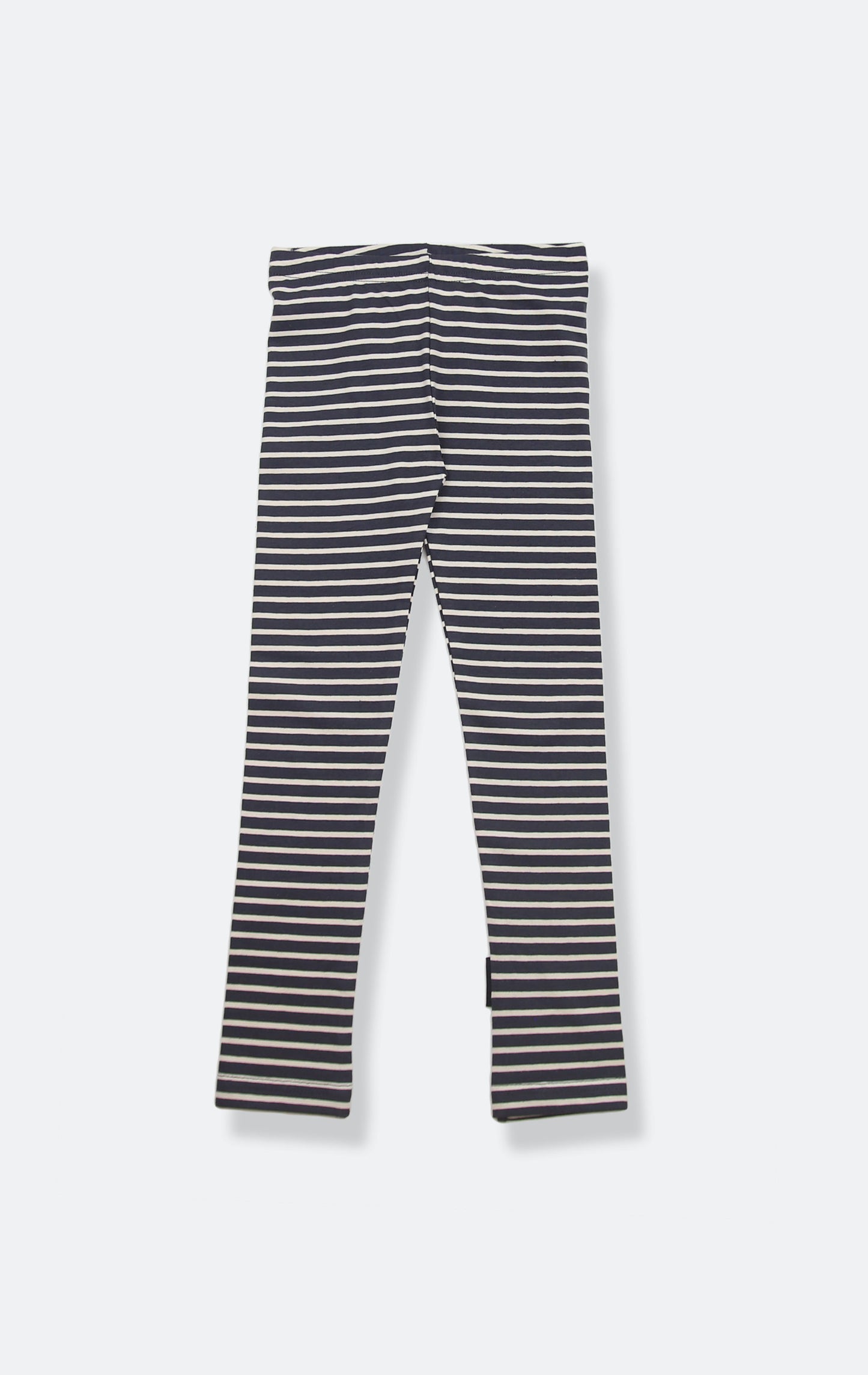 Organic cotton striped kids leggings in lava color – front view
