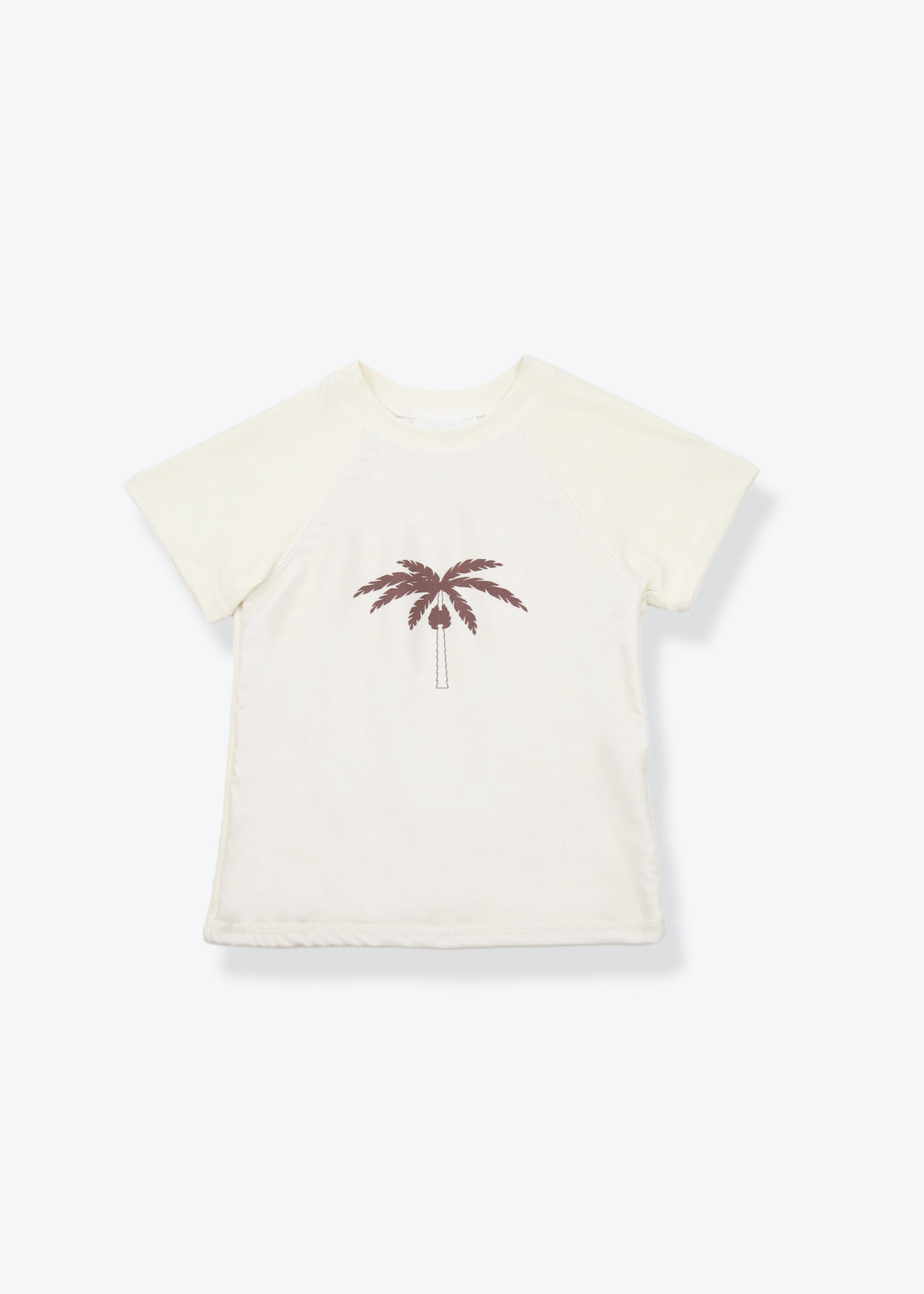 Kids palm tree print short sleeve rashguard – front view