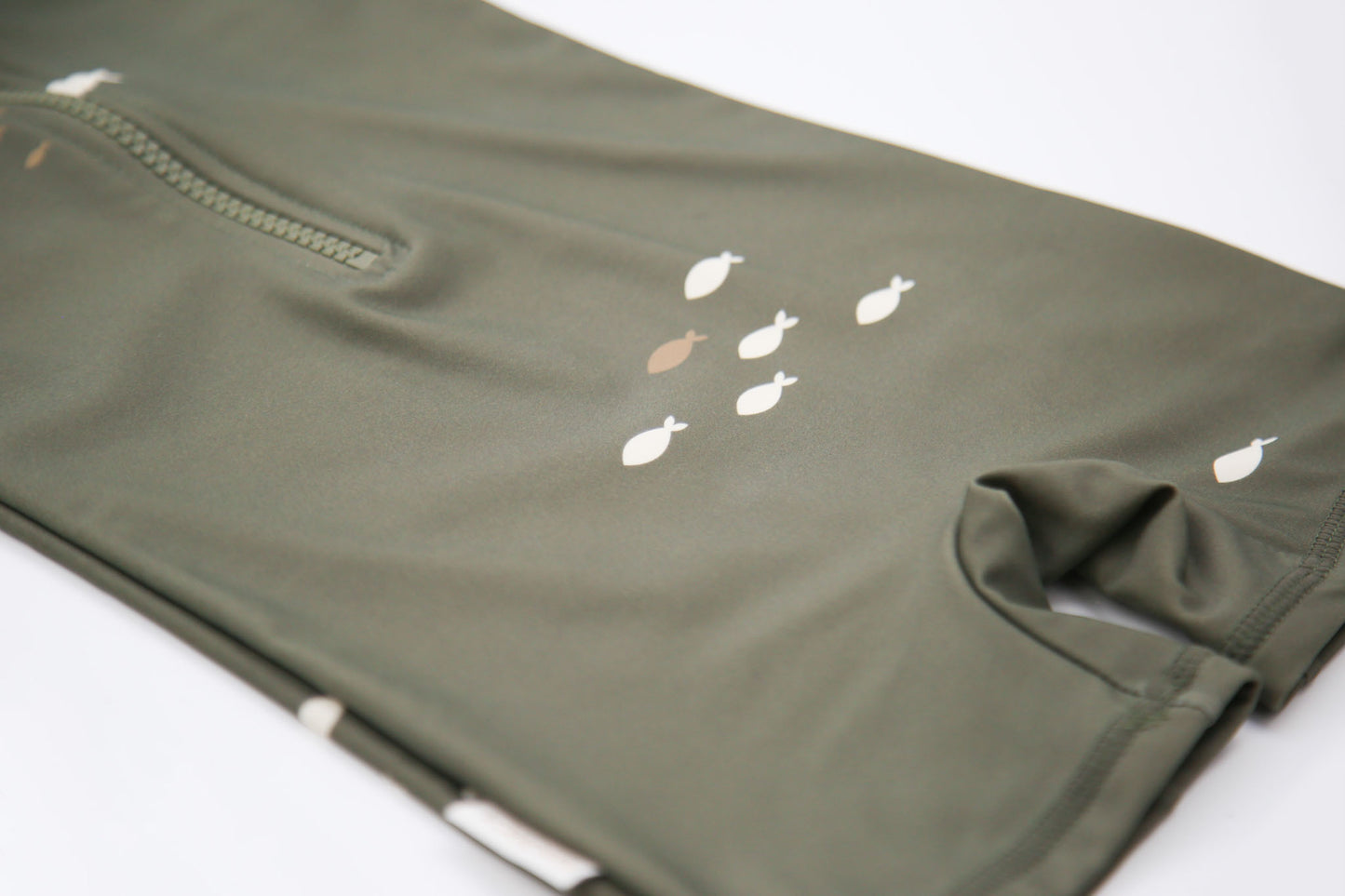 Close-up of quick-dry stretch fabric – Trout Kalamata swim jumpsuit