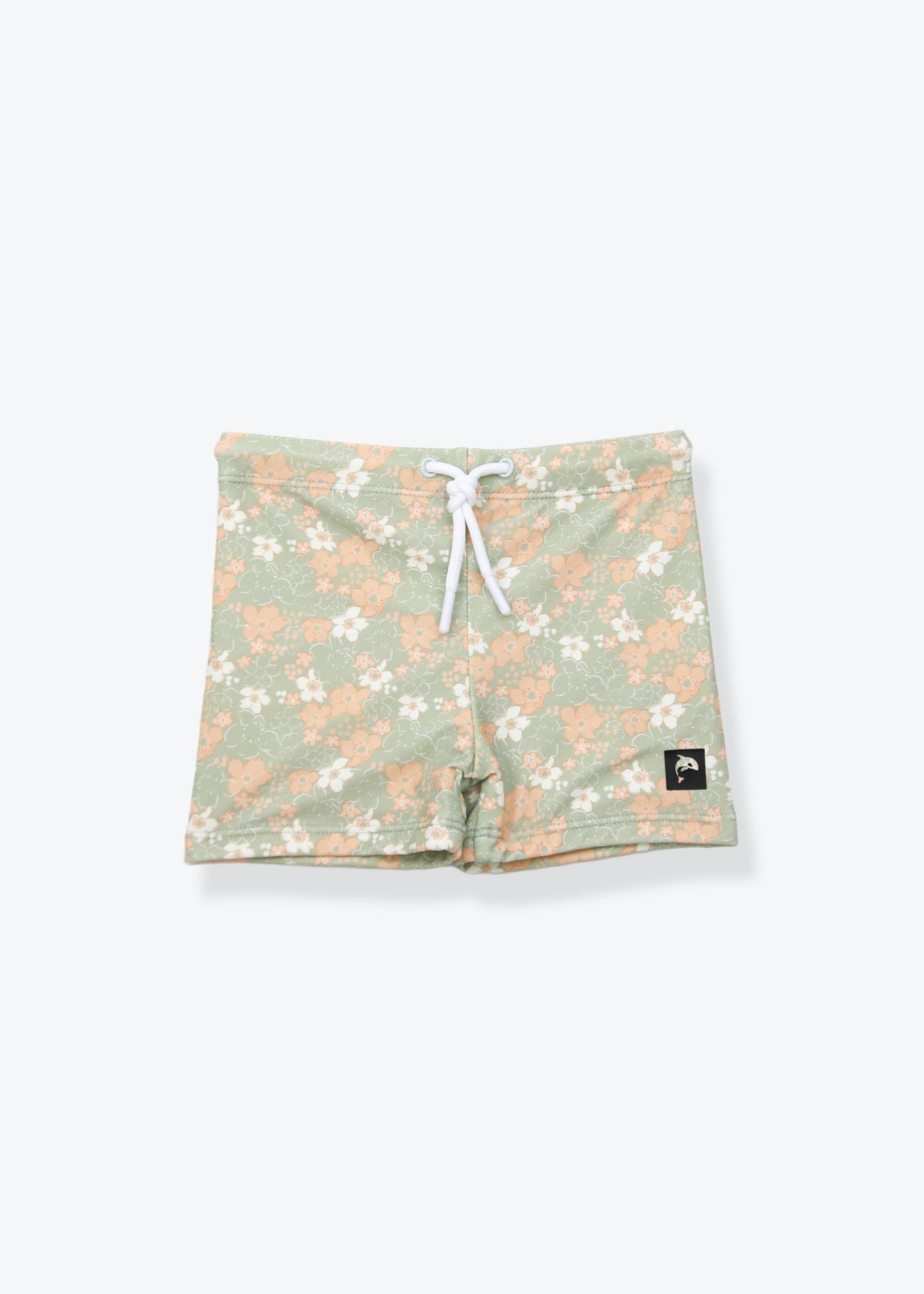 Girls swim boardie shorts Evangelina sage green – front view