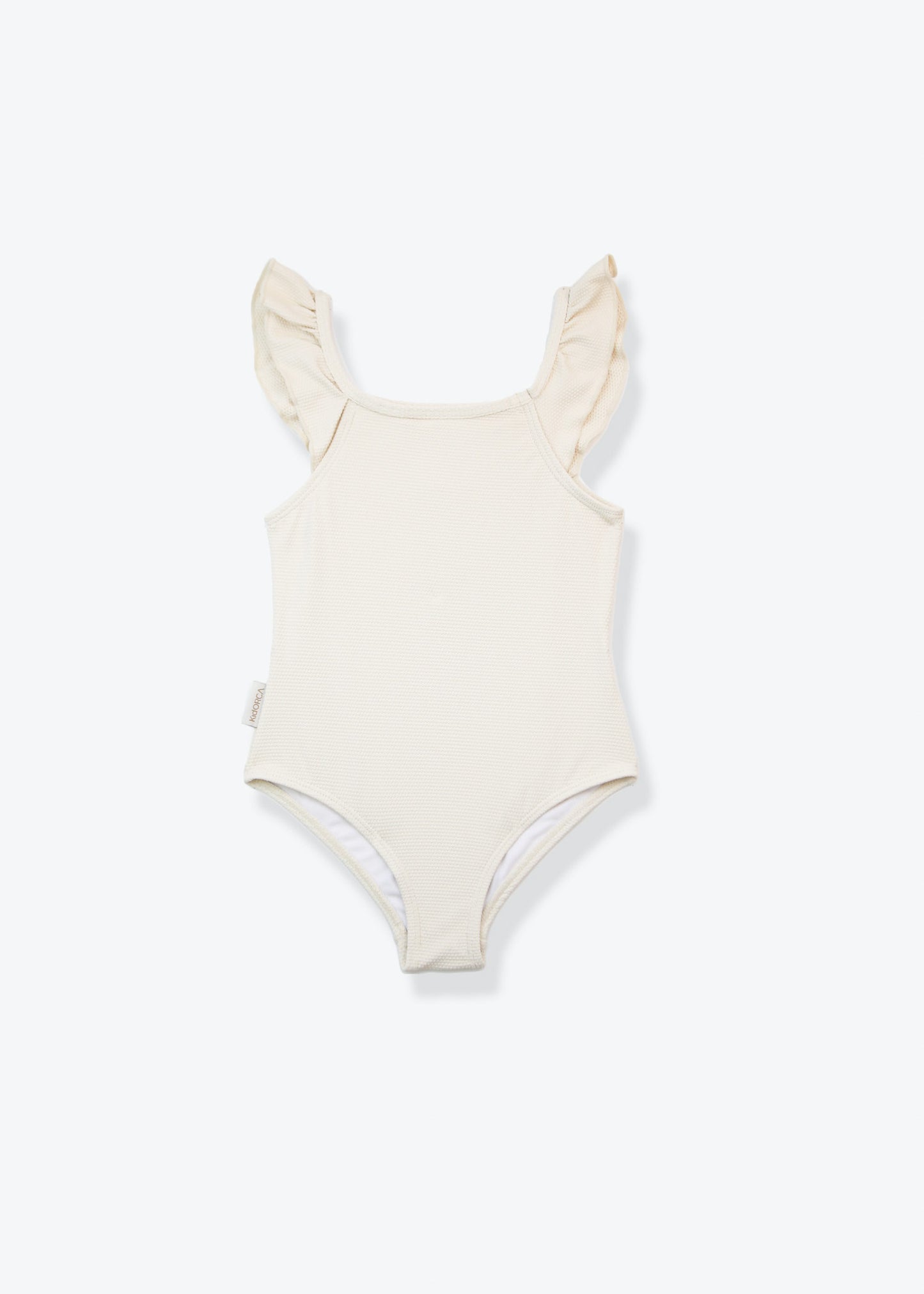 Girls waffle weave swimsuit almond variant – front view