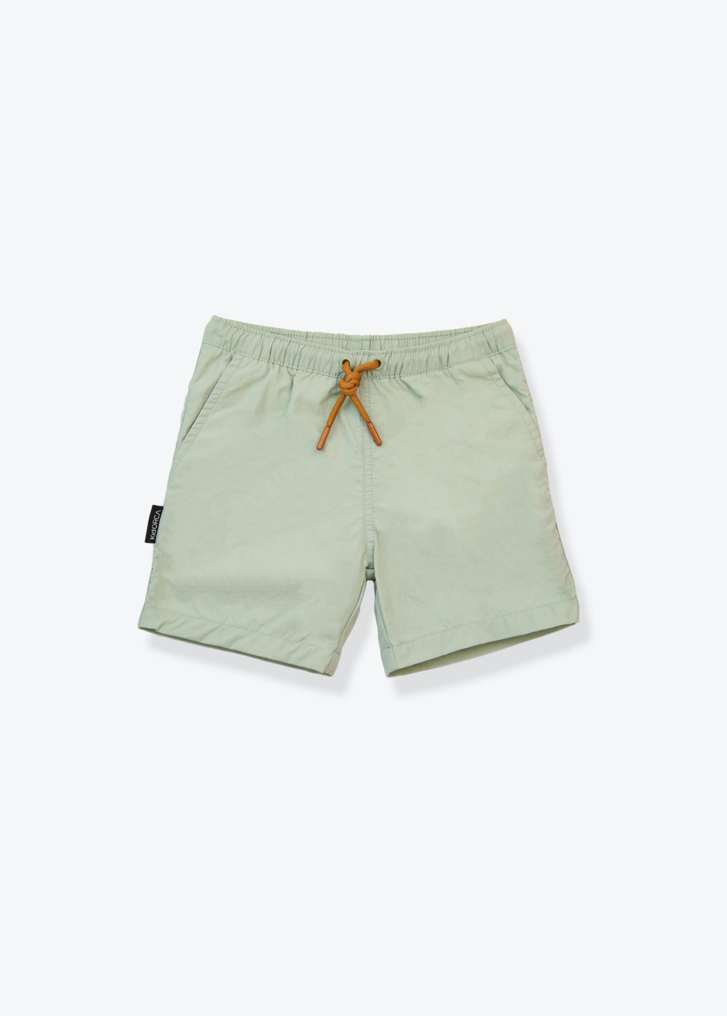 Boys swim trunks sage green – front view
