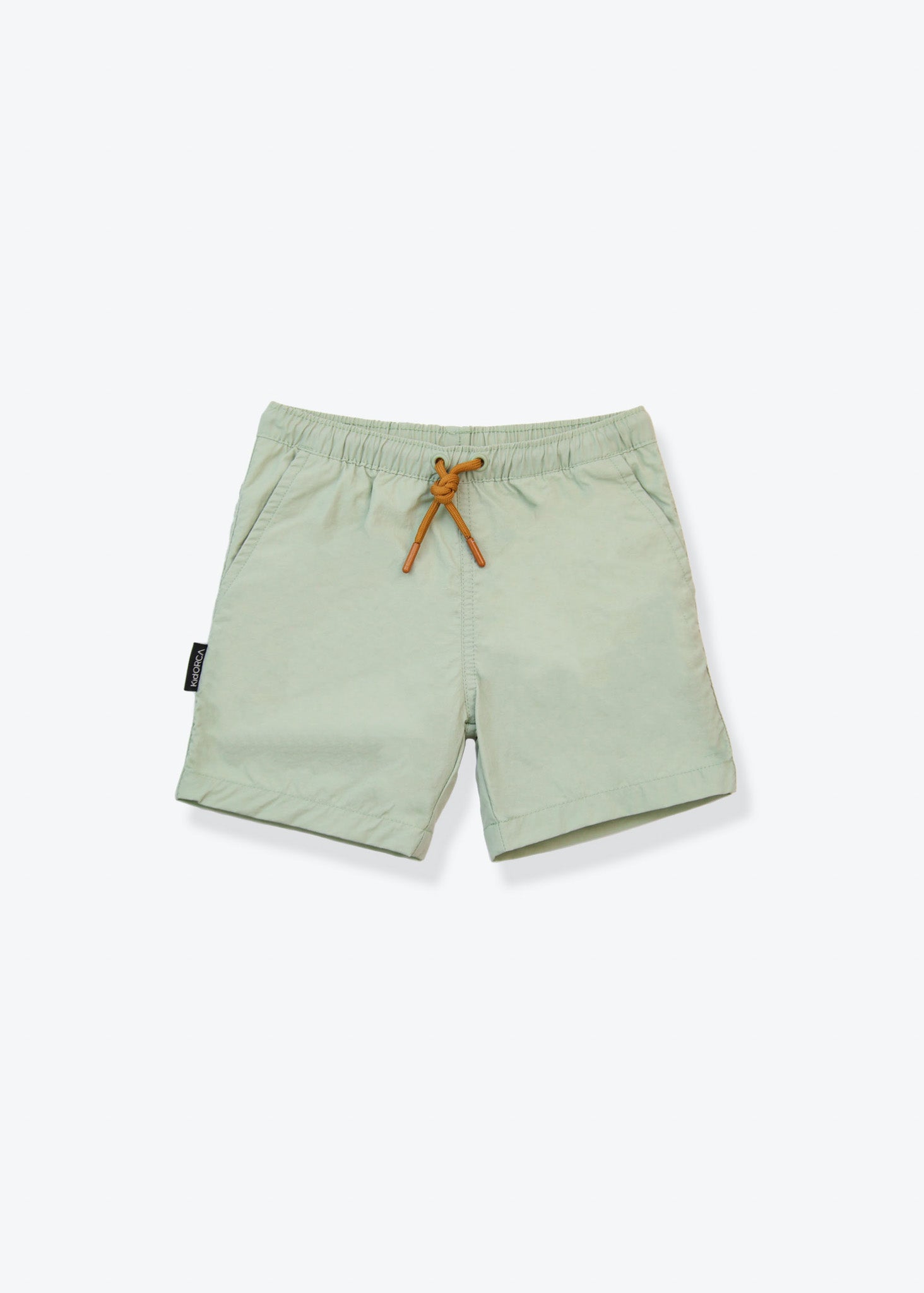 Boys swim trunks sage green – front view