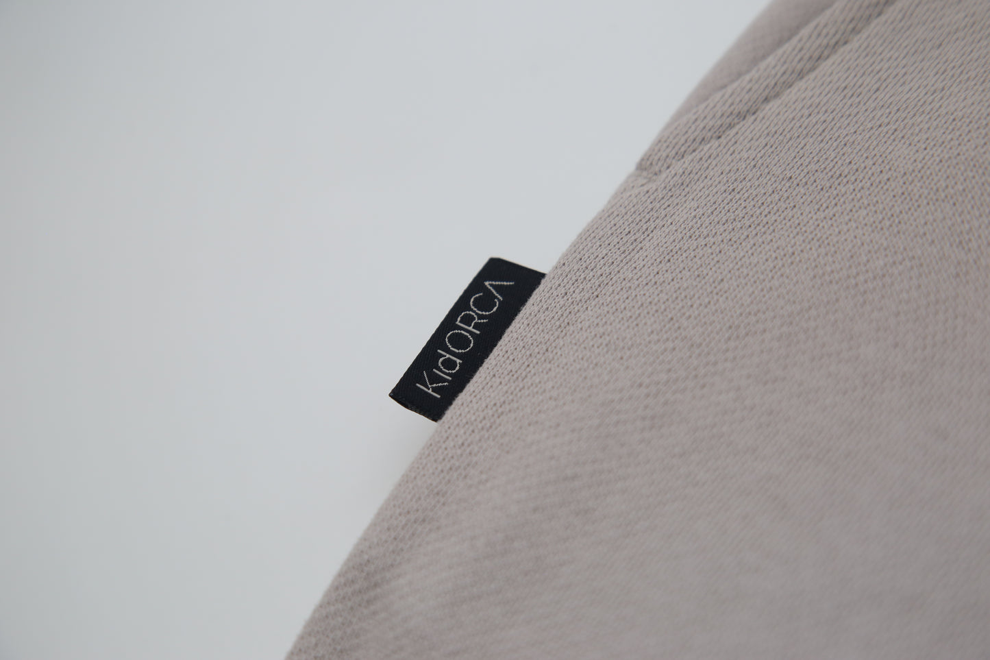 Rib cuff and side pocket detail on dove brushed terry kids sweatpants