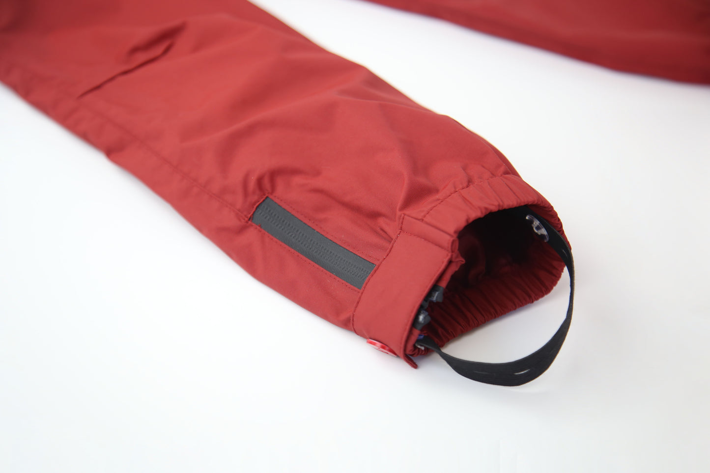 Ankle cuff detail – merlot waterproof rain pants