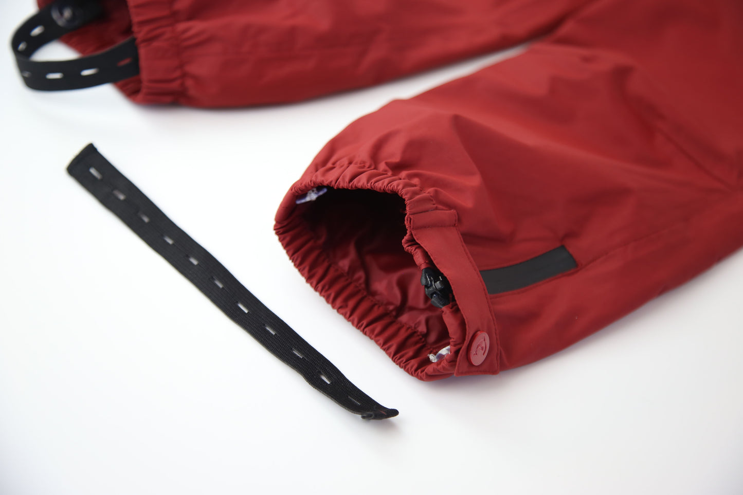 Ankle cuff detail – merlot waterproof rain pants