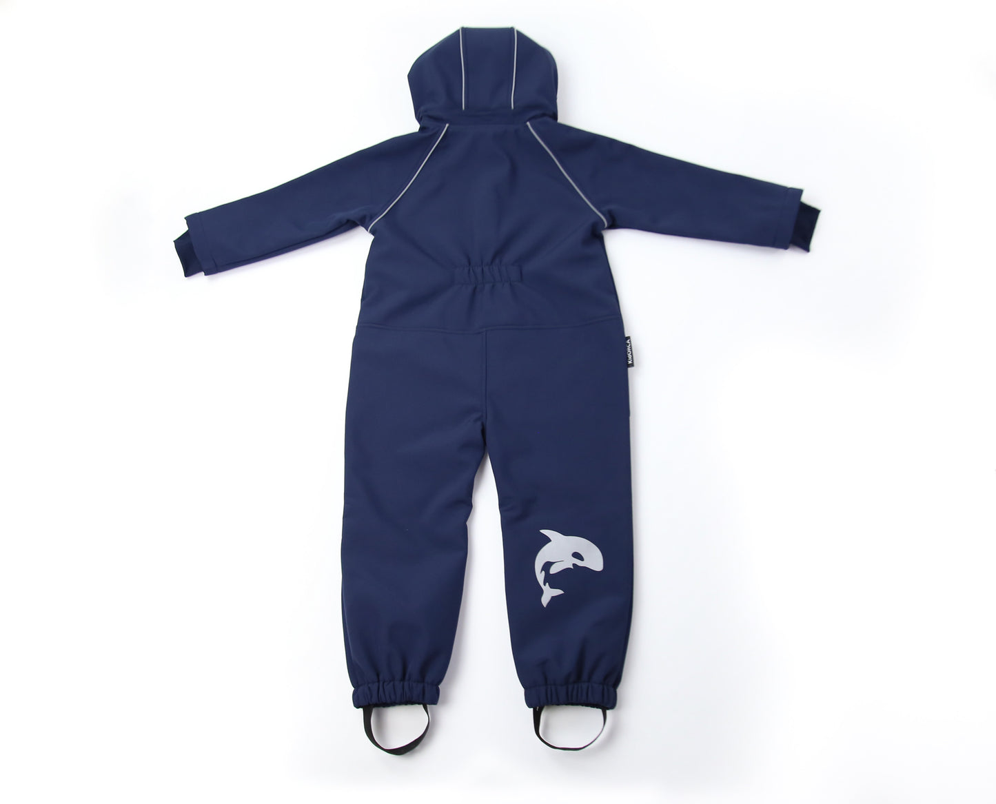 Kids navy softshell play suit – backj view