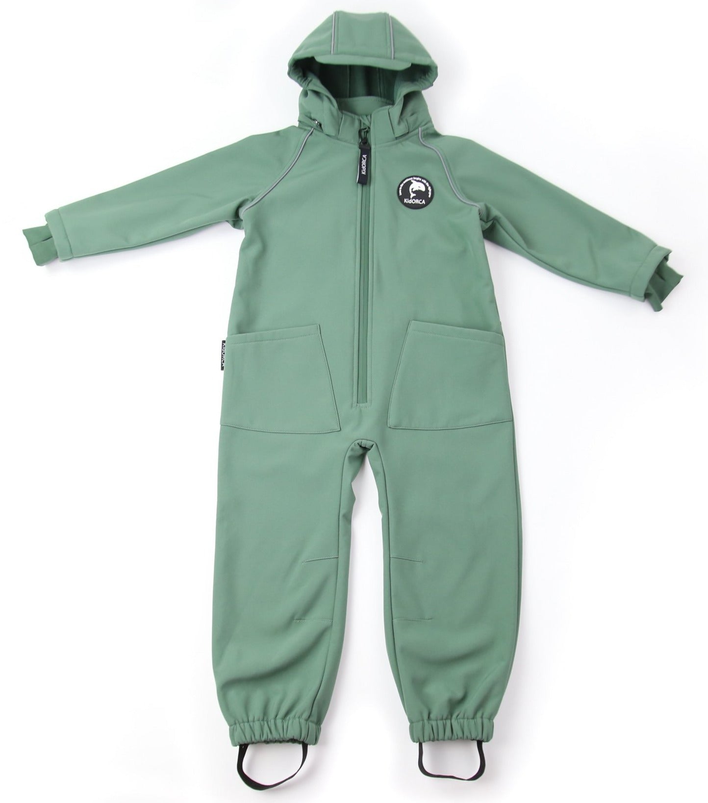 Kids olive play suit – front view