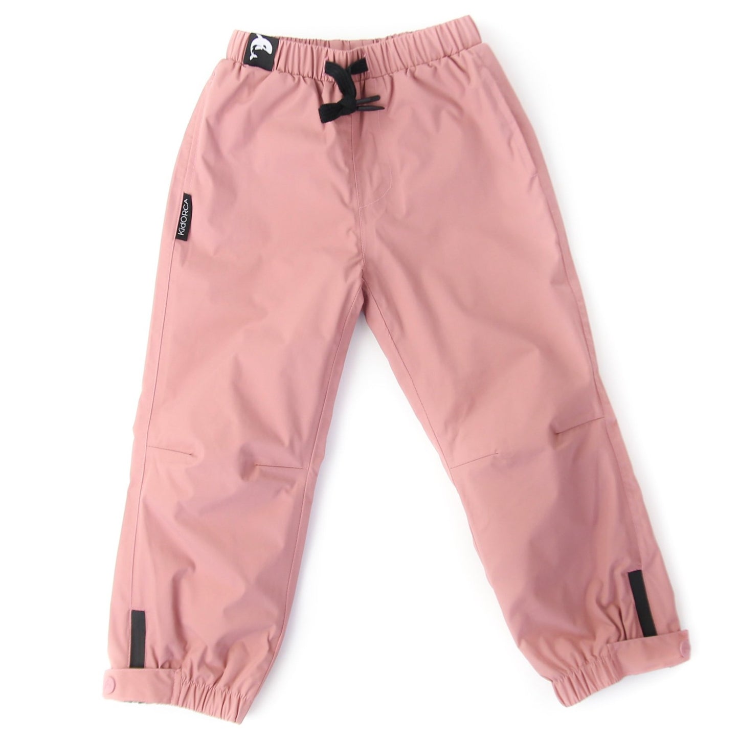 Kids ash-rose hard-shell waterproof rain pants – front view