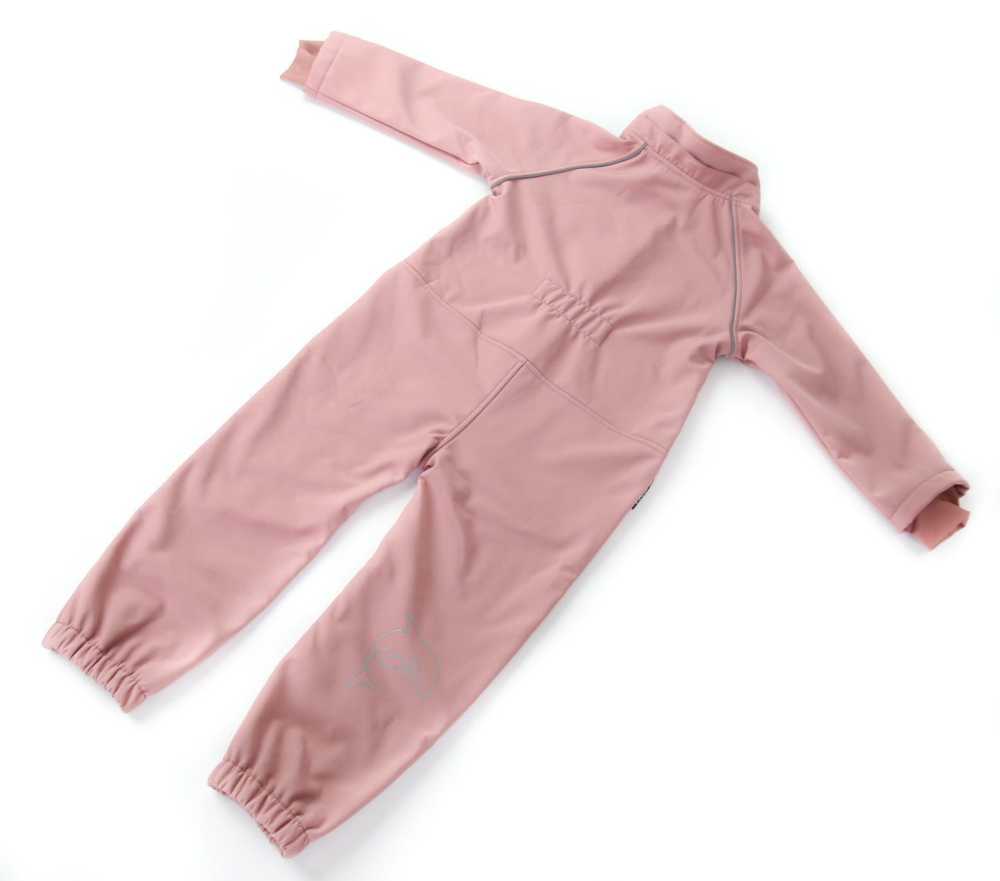 Kids ash-rose softshell overall play suit – back view