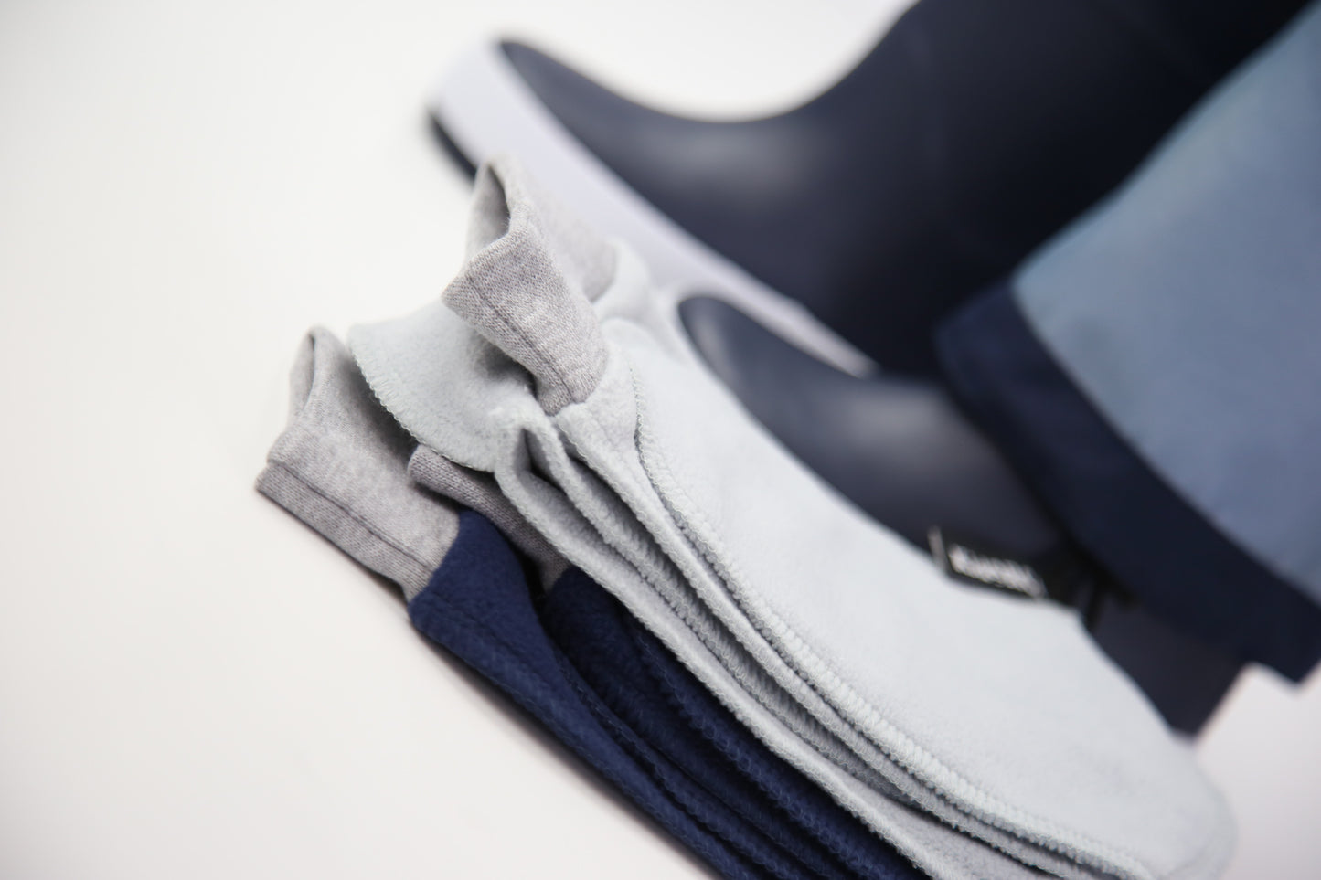 Close-up of grey fleece sock fabric texture – plush and warm