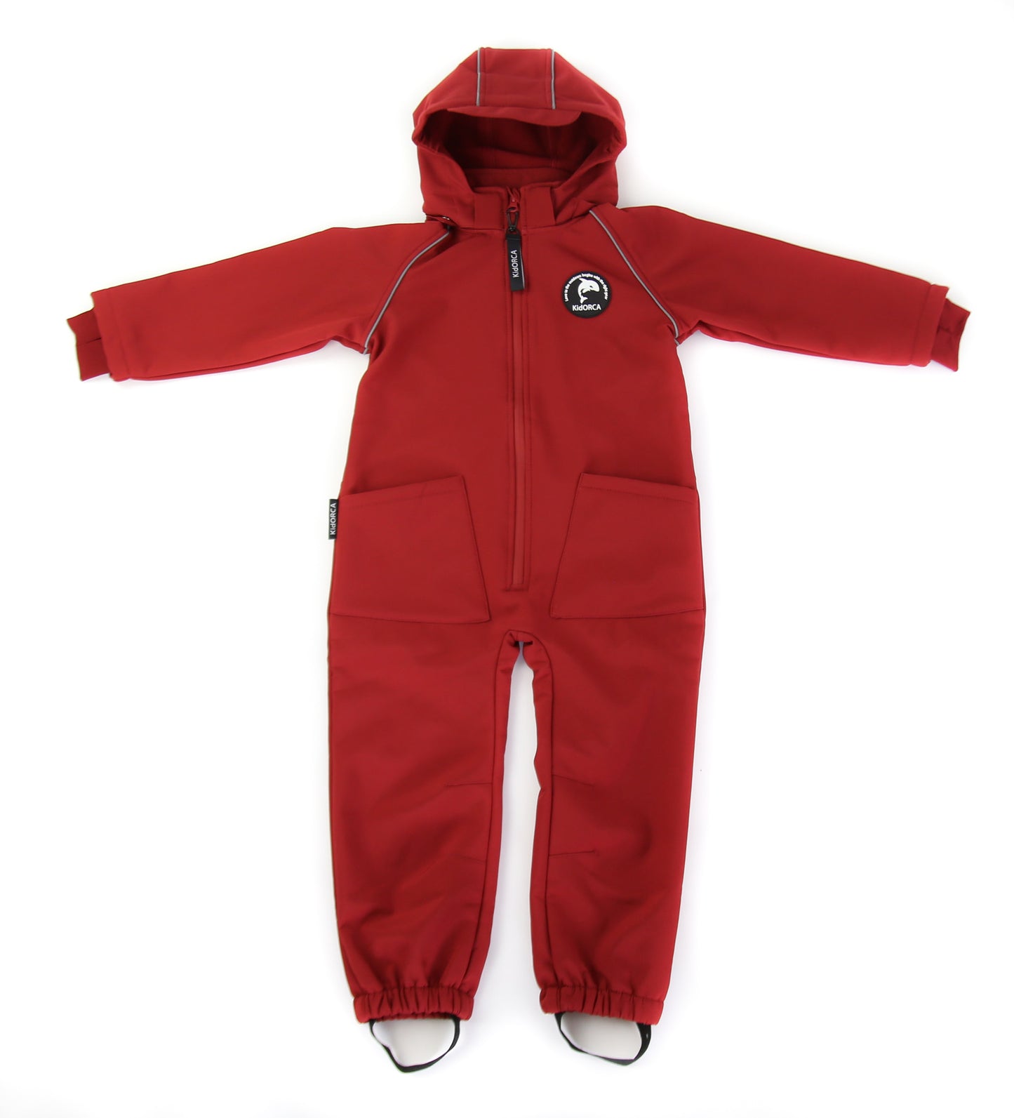 Kids merlot softshell play suit – front view