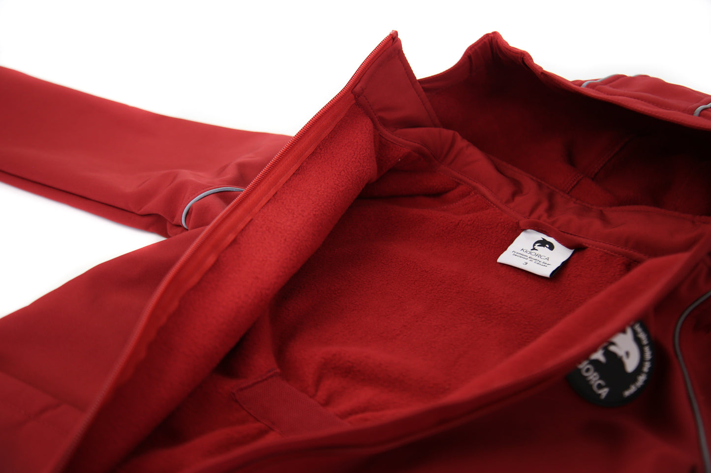 Close-up of waterproof breathable fabric – merlot softshell suit