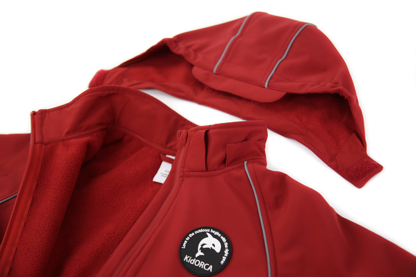 Close-up of waterproof breathable fabric – merlot softshell suit