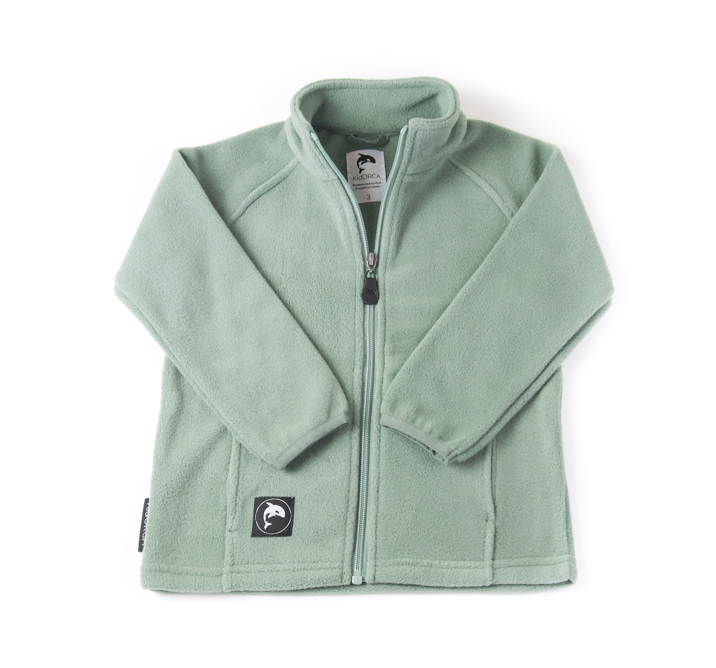 Kids olive fleece jacket – front view