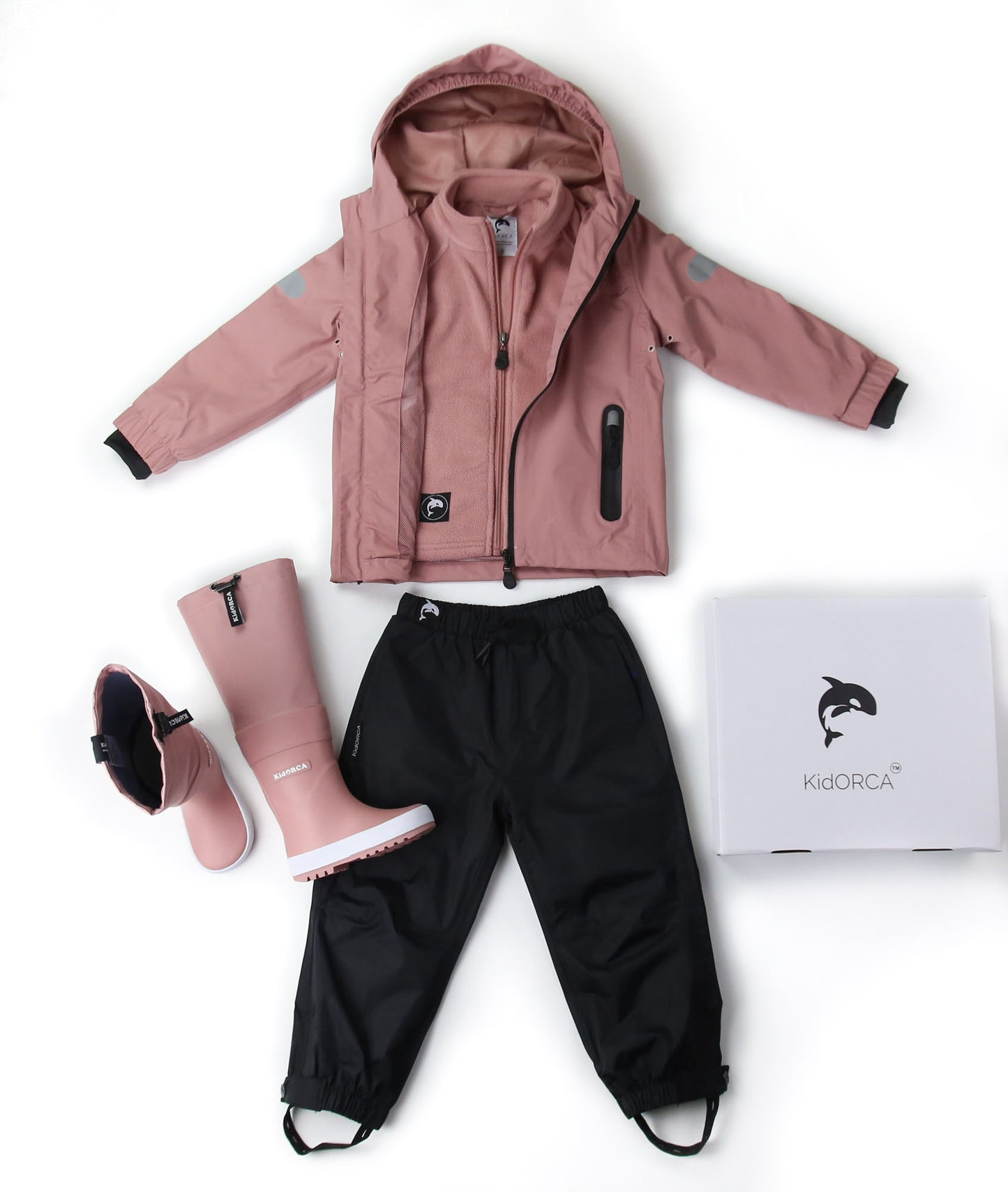 Kids ash rose rain boots with above-knee waders