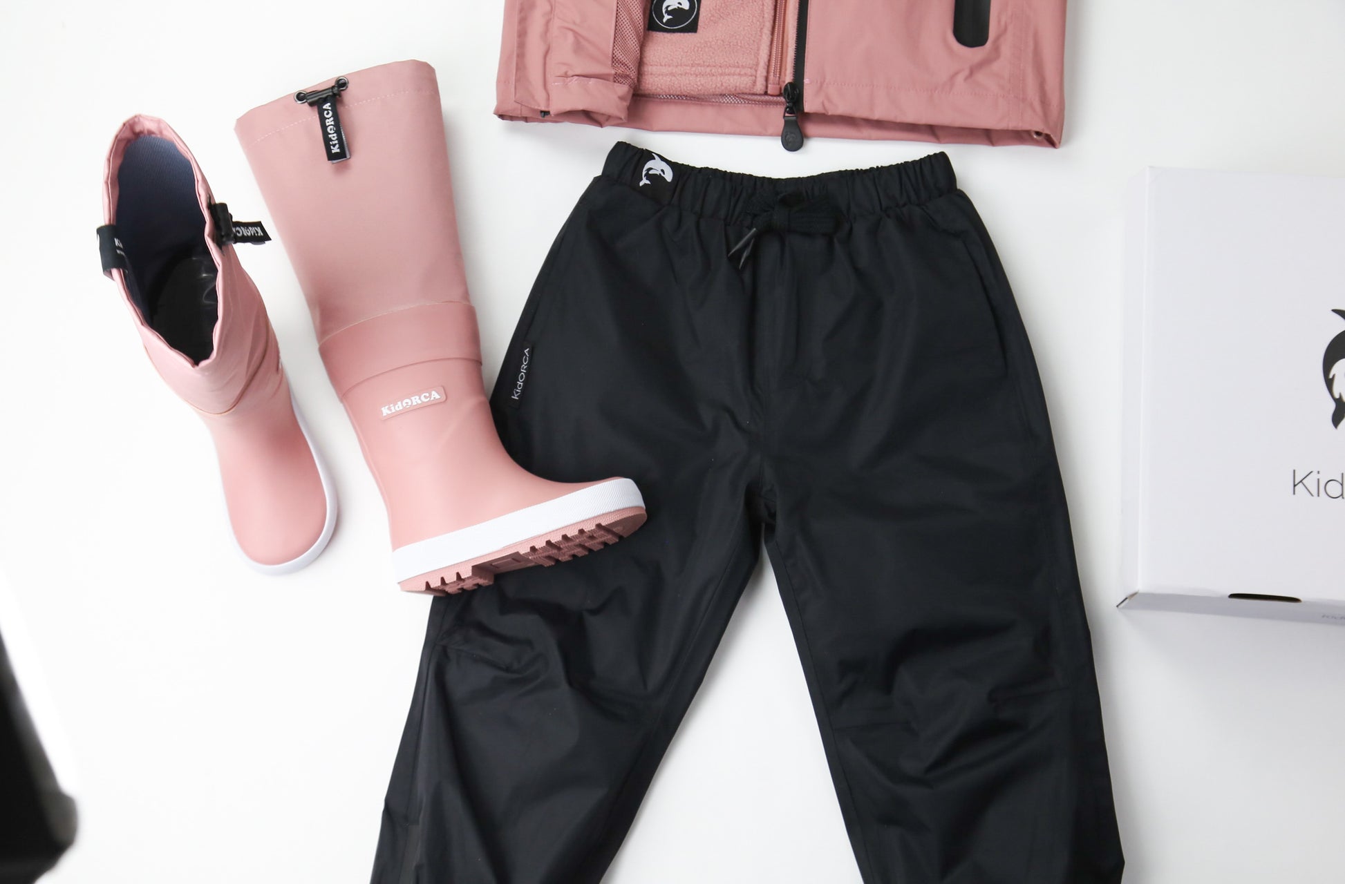 Kids ash rose rain boots with above-knee waders