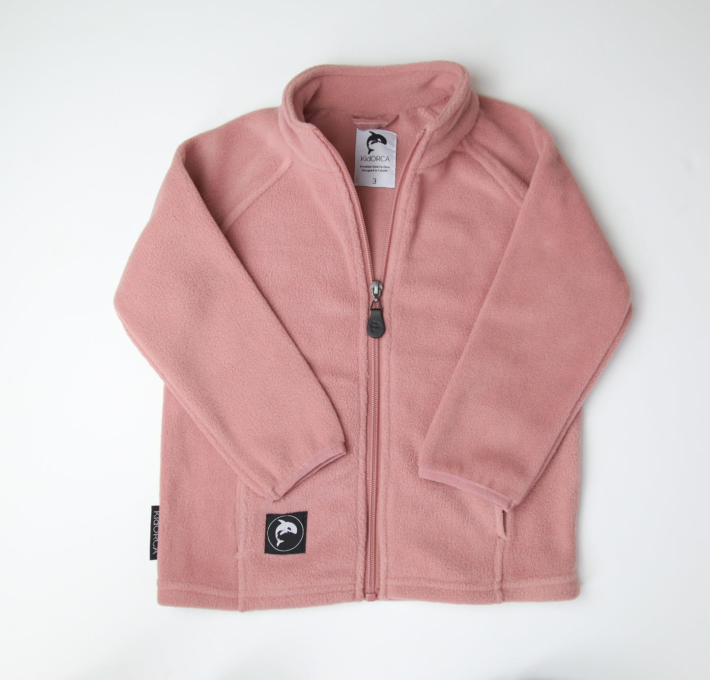 Kids ash-rose fleece jacket – front view