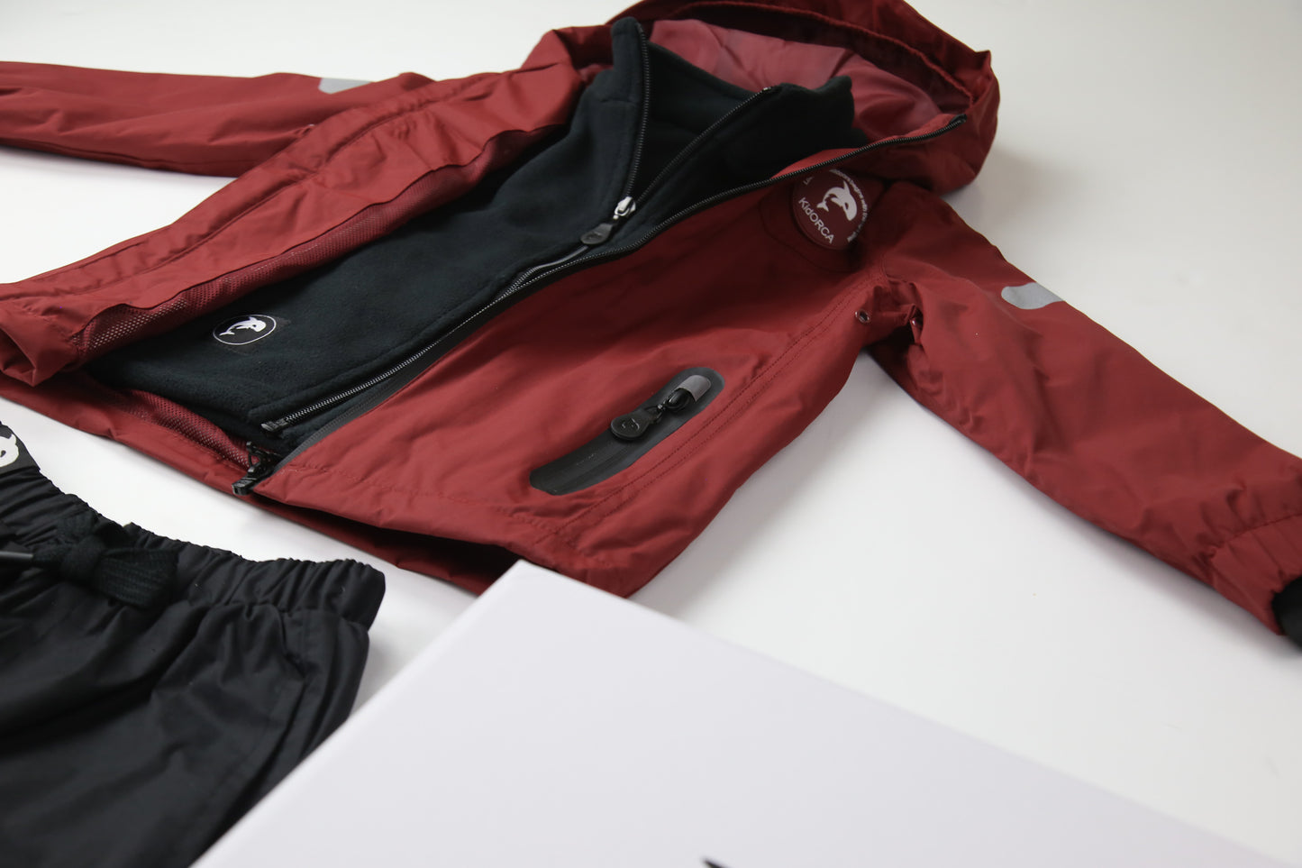 Kids merlot waterproof rain jacket – front view