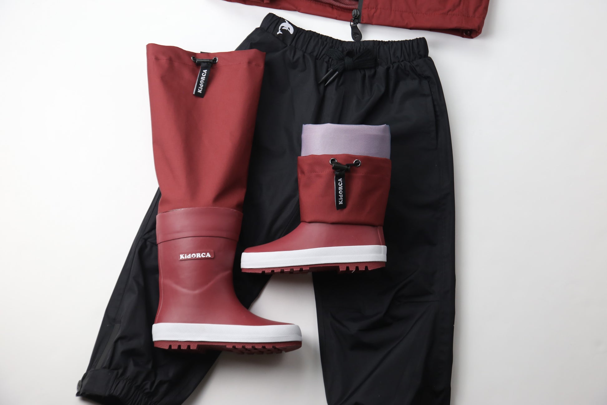 Waterproof zipper close-up – merlot kids rain jacket
