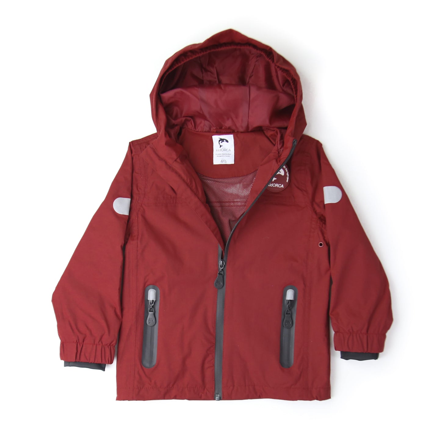 Kids merlot waterproof rain jacket – front view