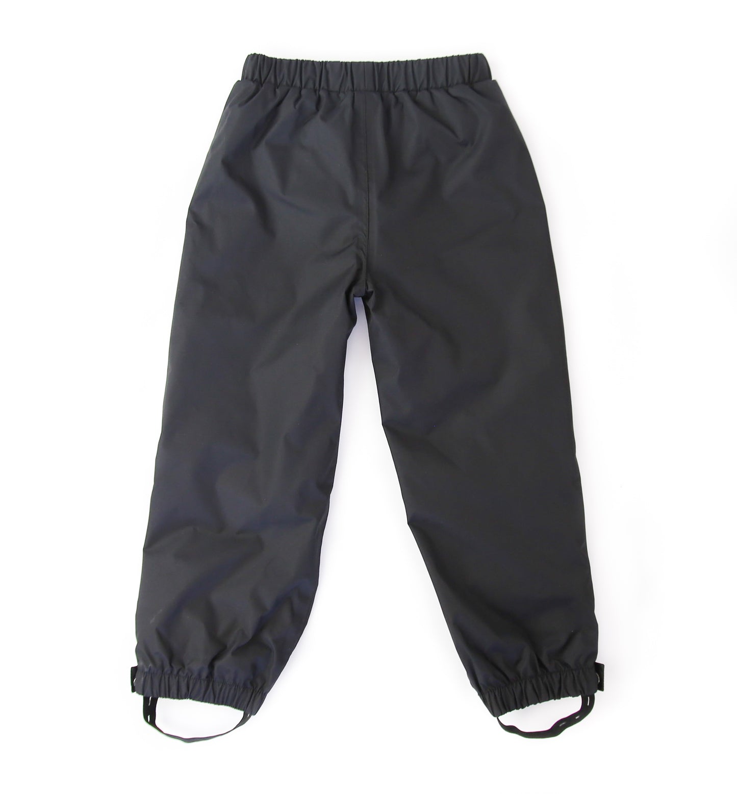 Kids black insulated waterproof rain pants – back view