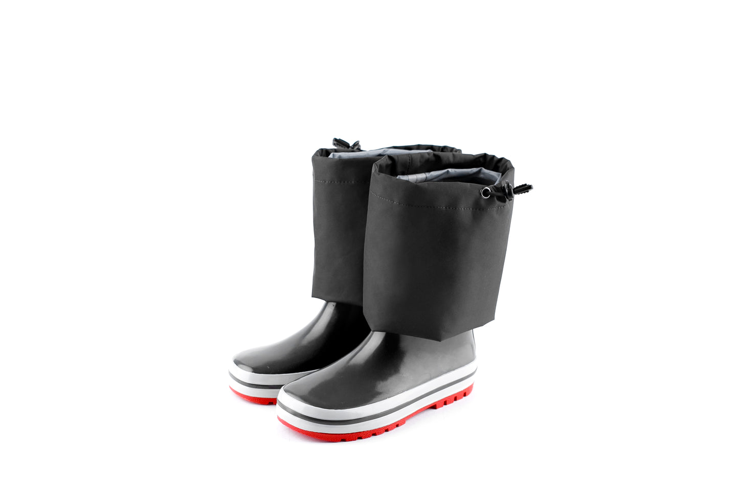 Close-up of waterproof rubber and non-slip sole – grey rain waders