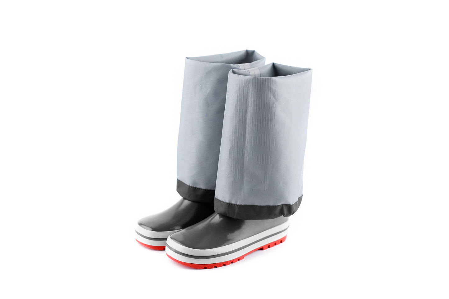 Close-up of waterproof rubber and non-slip sole – grey rain waders