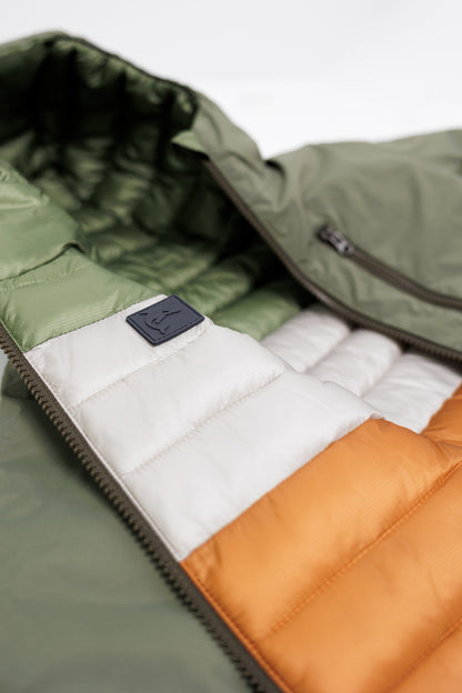 Kids Puffer Jacket - Porteau Reversible Waterproof - Fall/Winter - Dusty Olive