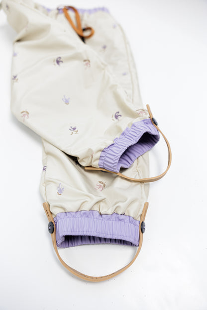 Kids Rain Pants - TOFINO Waterproof Breathable Technical - Lilac / Floral
