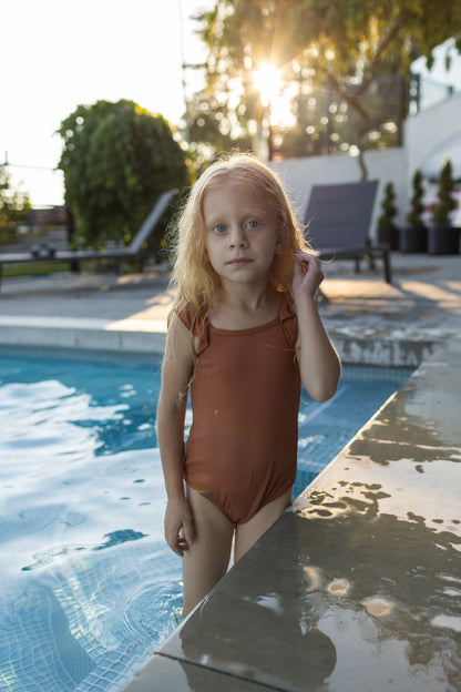 Girls’ UPF 50+ Textured Ruffle One-Piece Swimsuit - Hazel