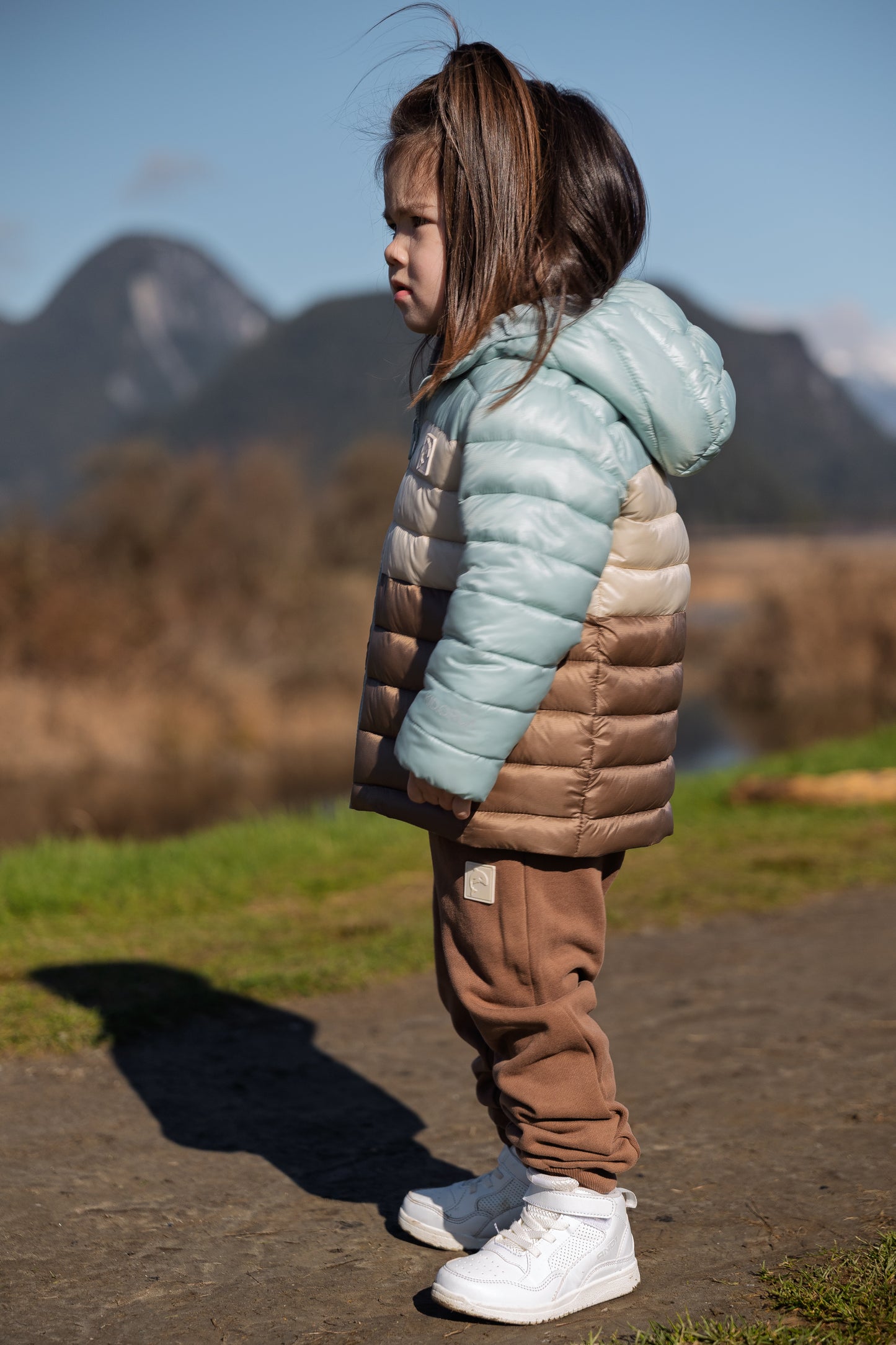 Kids Puffer Jacket - Porteau Reversible Waterproof - Fall/Winter - Blue Haze