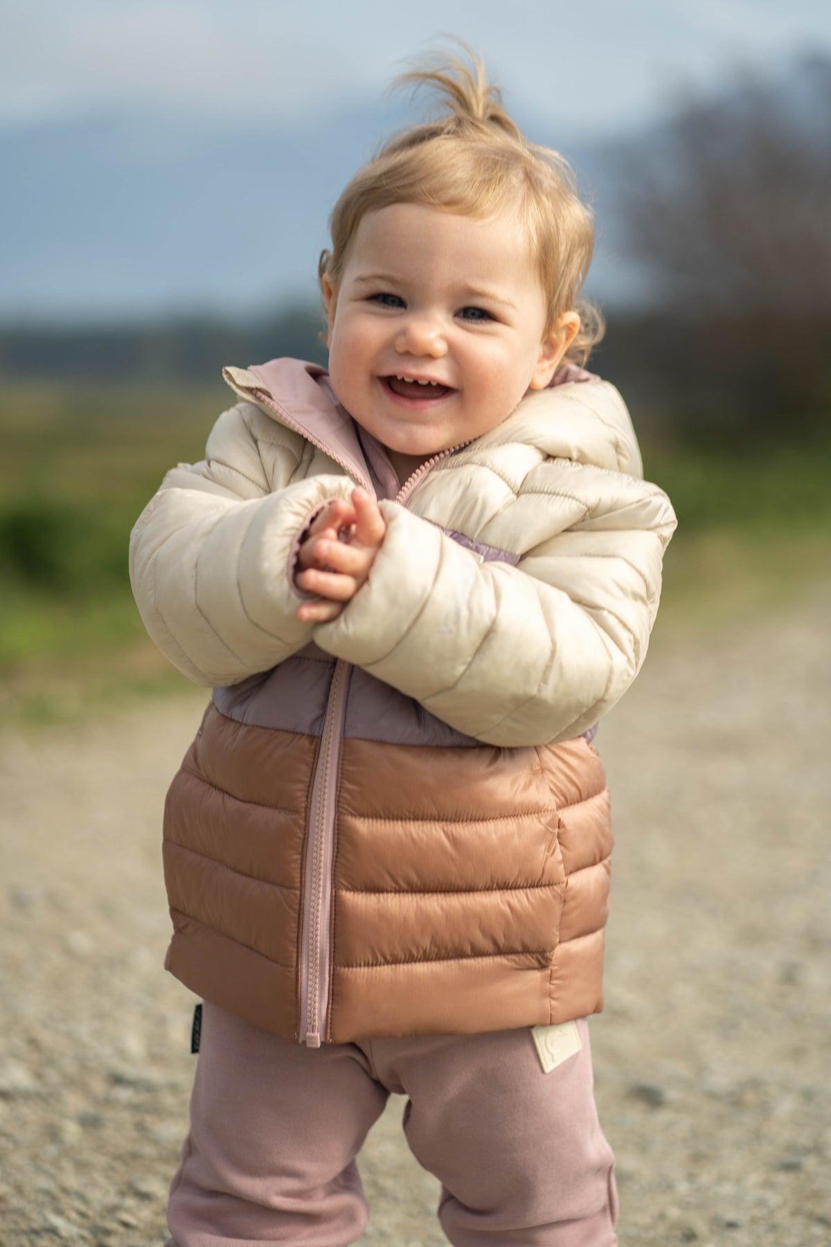 Kids Puffer Jacket - Porteau Reversible Waterproof - Fall/Winter - Dusty Rose