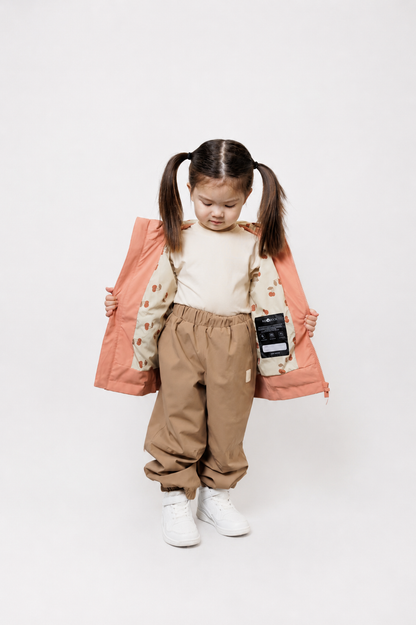 Kids Rain Pants - TOFINO Waterproof Breathable Technical - Portabella / Cherry