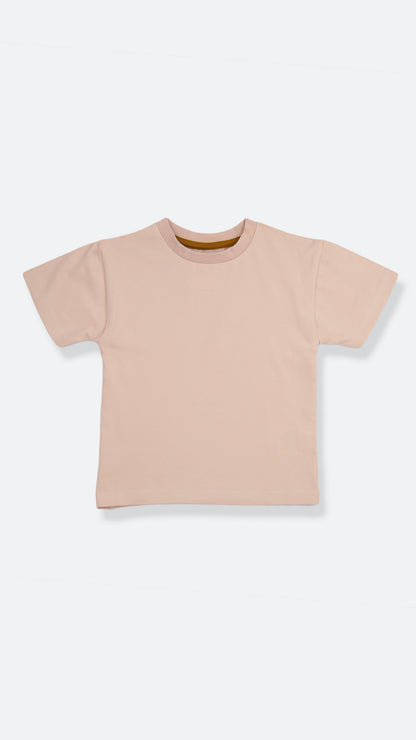 Organic cotton kids tee in pale rose – front view