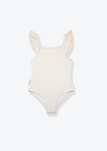 Girls waffle weave swimsuit almond variant – front view