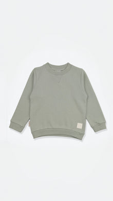 Organic french terry kids sweatshirt in sage green – front view