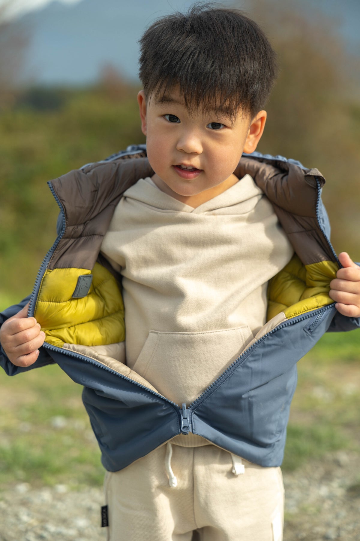 Kids Puffer Jacket - Porteau Reversible Waterproof - Fall/Winter - Ombre Blue