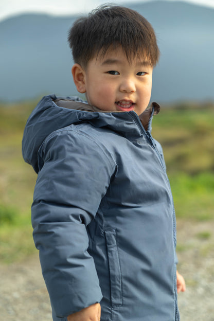 Kids Puffer Jacket - Porteau Reversible Waterproof - Fall/Winter - Ombre Blue