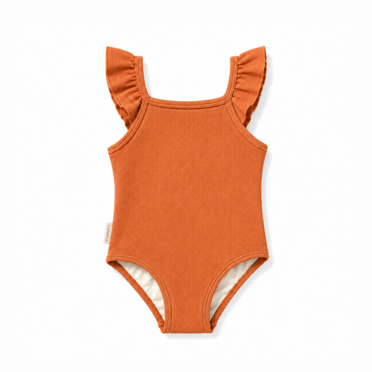 Girls’ UPF 50+ Textured Ruffle One-Piece Swimsuit - Hazel