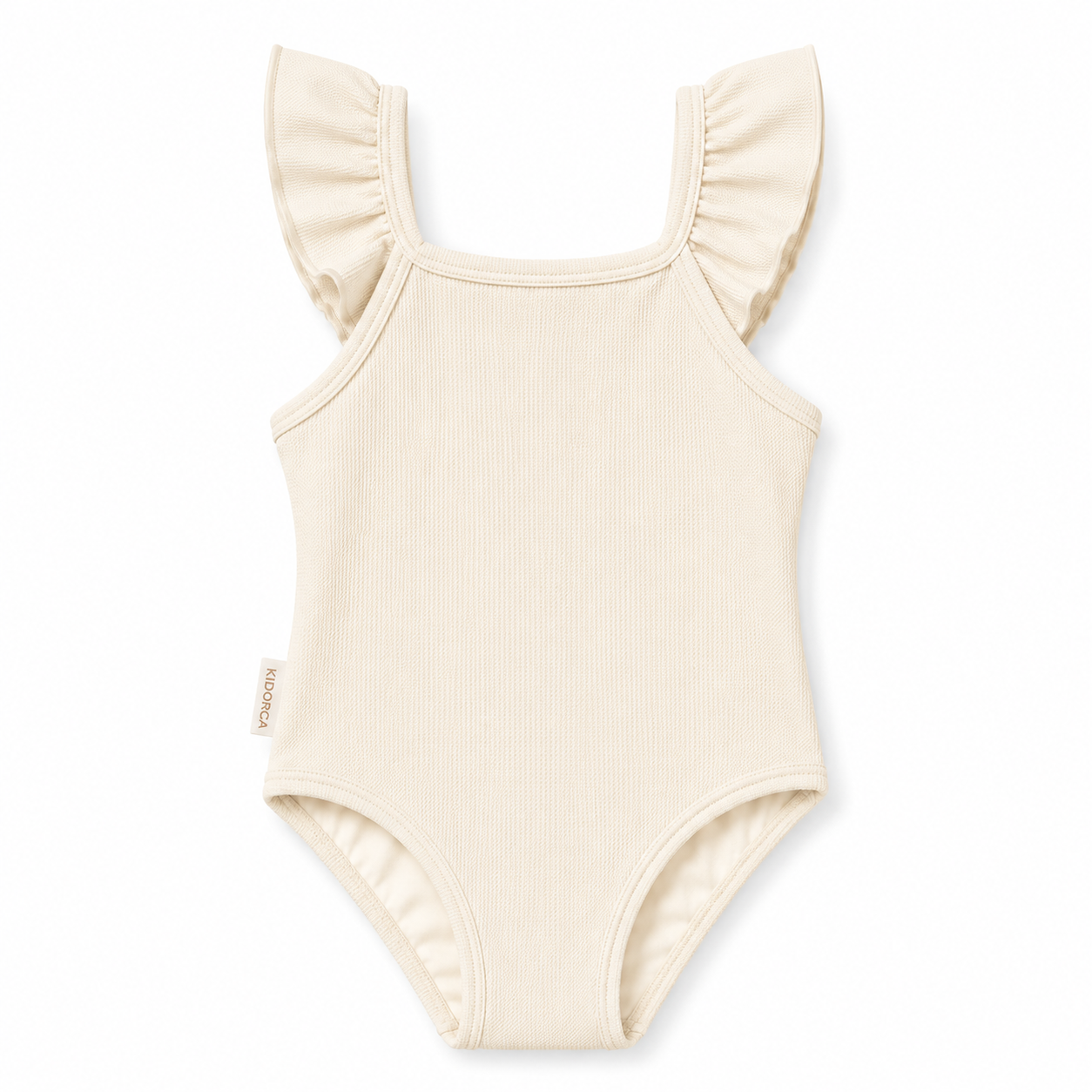 Girls UPF50+ Ruffle Swimsuit  – Almond