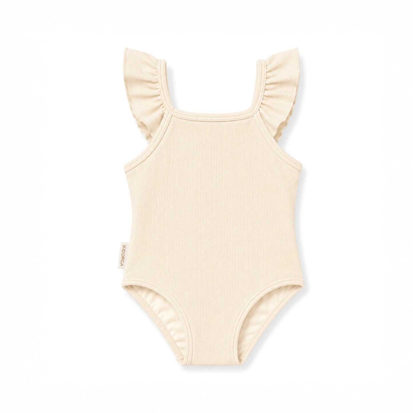 Girls UPF50+ Ruffle Swimsuit  – Almond
