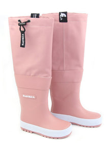 Kids ash rose rain boots with above-knee waders – front view