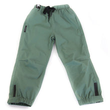 Kids olive waterproof rain pants – front view