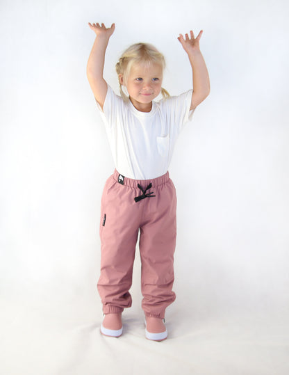 KidORCA Kids Rain Pants Hard Shell Waterproof _ Ash Rose