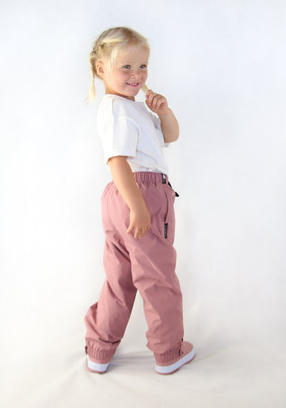 KidORCA Kids Rain Pants Hard Shell Waterproof _ Ash Rose