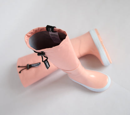 Kids coral rain boots with above-knee waders – front view