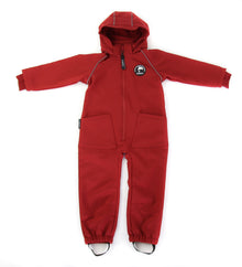 Kids merlot softshell play suit – front view